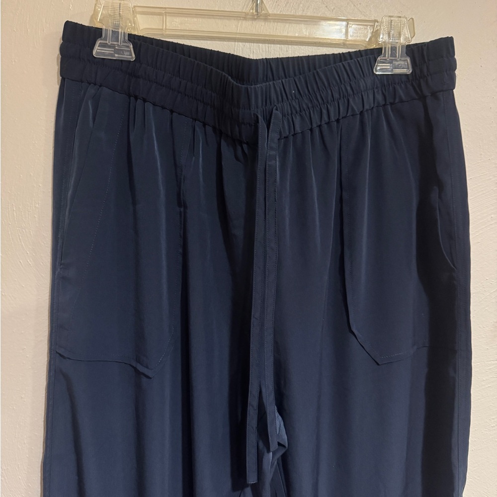 Lila P Navy Drawstring Waist Wide-Leg Pants